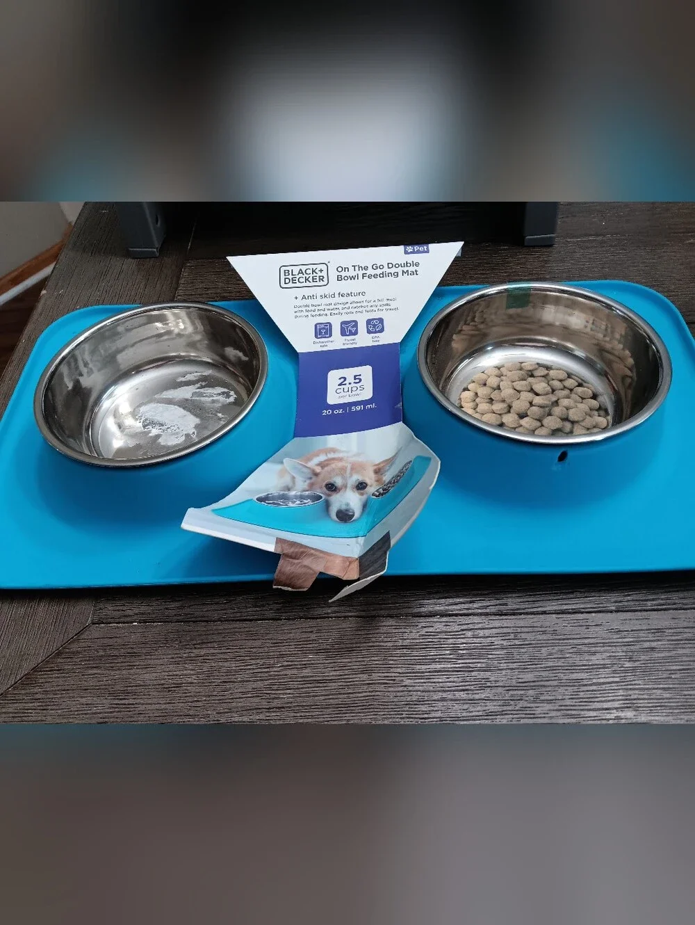 Black & Decker Blue Double Bowl Pet Feeding Mat